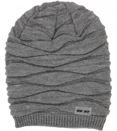 Skullies & Beanies Winter Knit Hat Men & Women Beanie Fleece Lining Skully Cap Warm Ski Slouchy Hats - Gray - CS18HOORHX3