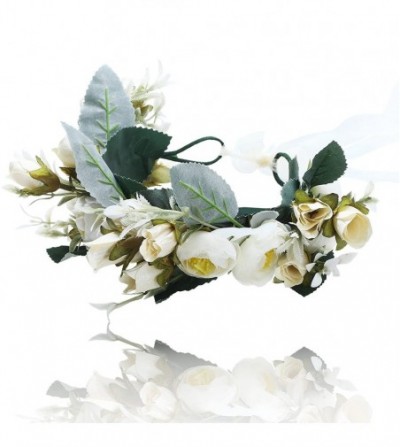 Headbands Flower Crown Bohemian Floral Headdress - Cream white-B - C618C79WCS2