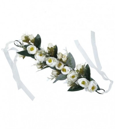 Headbands Flower Crown Bohemian Floral Headdress - Cream white-B - C618C79WCS2