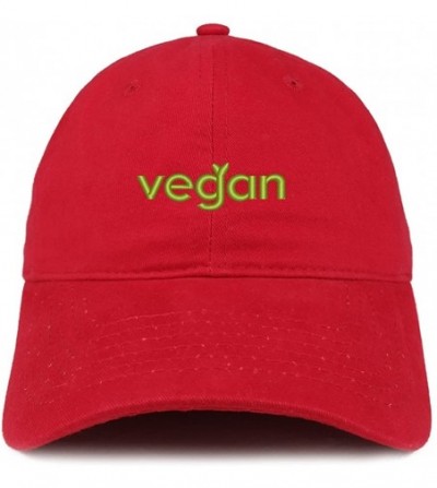 Baseball Caps Vegan Embroidered Low Profile Brushed Cotton Cap - Red - C5188TKSQ2W