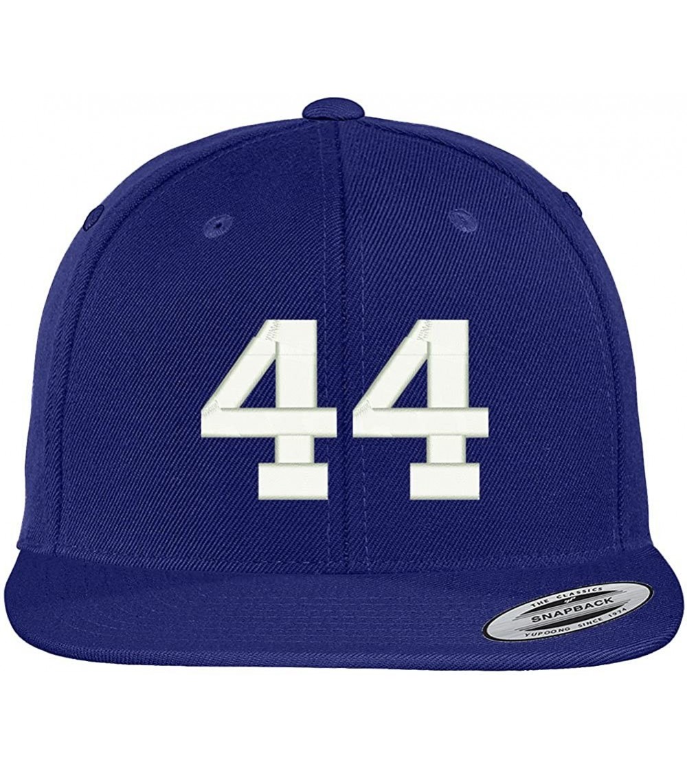 Baseball Caps Number 44 Collegiate Varsity Font Embroidered Flat Bill Snapback Cap - Royal - CB12FS7W9LJ