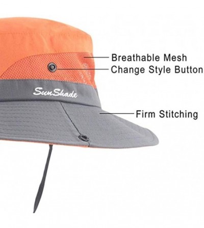 Sun Hats Protection Foldable Outdoor Fishing Ponytail - Orange - C818WC6429E