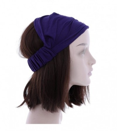 Headbands Purple Wide Cotton Head Band Solid Boho Yoga Style Soft Hairband - Purple - CB188ZY3RGY