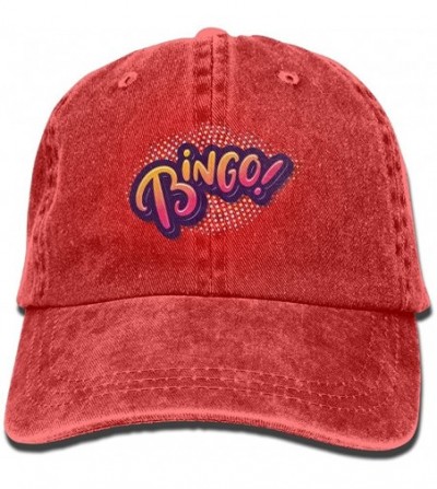 Skullies & Beanies Denim Baseball Cap Bingo Logo Summer Hat Adjustable Cotton Sport Caps - Red - CB18ECR7OU3