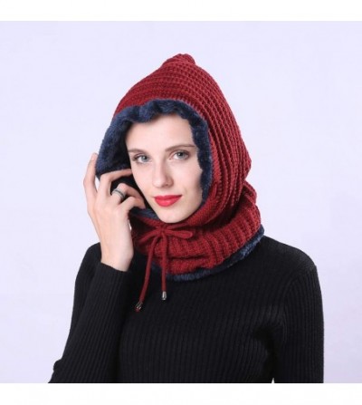 Skullies & Beanies Hat Scarf one-Piece hat - Men Women Warm Crochet Winter Plus Velvet Thickening Slouchy Siamese Collar Hat ...