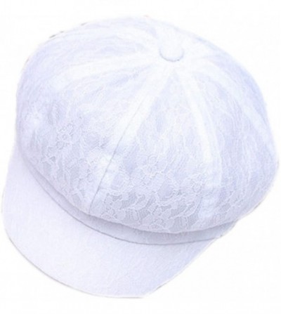 Newsboy Caps Women's Girl's Solid Cute Mesh Breathable Newsboy Ivy Gatsby Golf Sun Hat Cap - White - CE182ZQ0X66