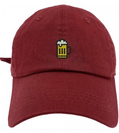 Baseball Caps Beer Style Dad Hat Washed Cotton Polo Baseball Cap - Burgundy - CB187LQCAHE