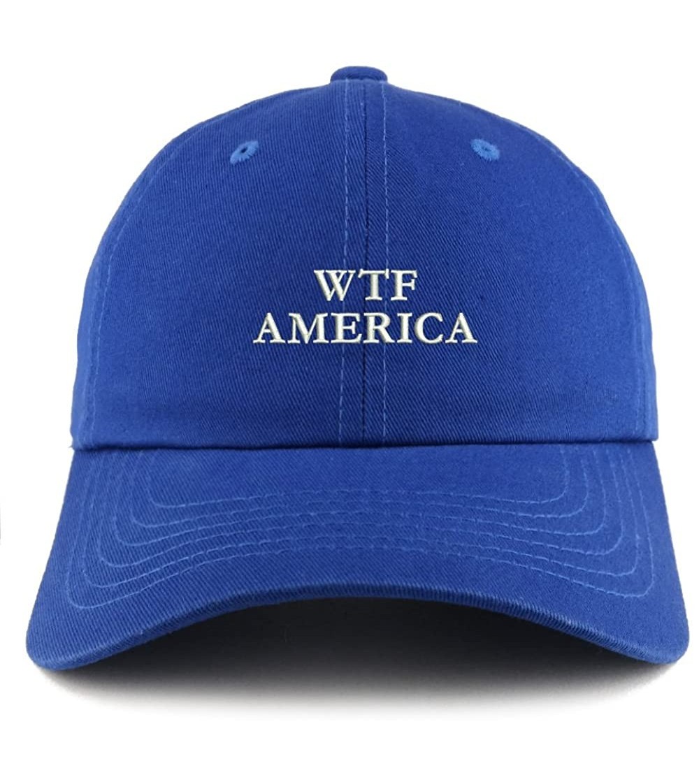 Baseball Caps WTF America Embroidered Low Profile Soft Cotton Dad Hat Cap - Royal - CQ18D53Y75R