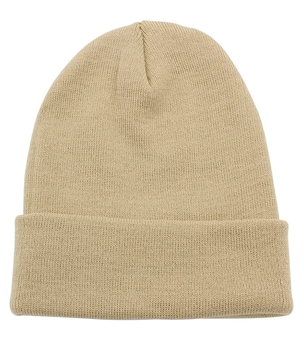 Skullies & Beanies Warm Winter Hat Knit Beanie Skull Cap Cuff Beanie Hat Winter Hats for Men - Khaki - CH12O35XUSF