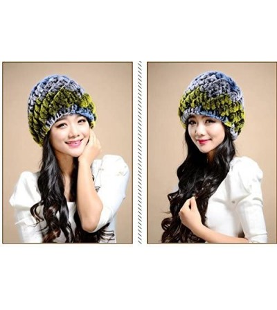 Skullies & Beanies Thicken Rex Rabbit Fur Knit Beanie Hats Multicolor - Colorful10 - CW126HY74GH
