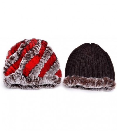 Skullies & Beanies Thicken Rex Rabbit Fur Knit Beanie Hats Multicolor - Colorful10 - CW126HY74GH