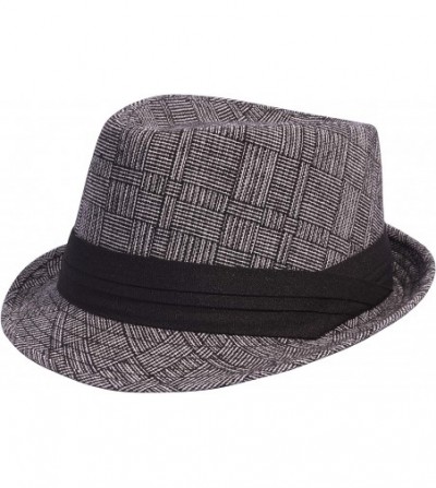 Fedoras Men's Women's Manhattan Structured Gangster Trilby Wool Fedora Hat Classic Timeless Light Weight - CS18ZQ2Q6QR