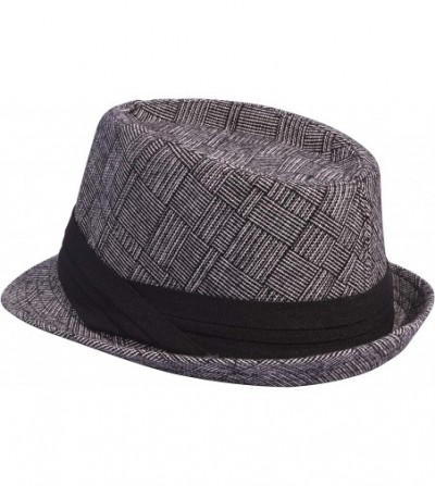 Fedoras Men's Women's Manhattan Structured Gangster Trilby Wool Fedora Hat Classic Timeless Light Weight - CS18ZQ2Q6QR