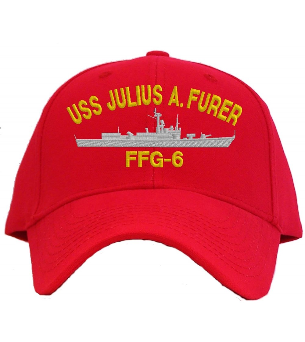 Baseball Caps USS Julius A. Furer FFG-6 Embroidered Pro Sport Baseball Cap - Red - C8185UUHNKD