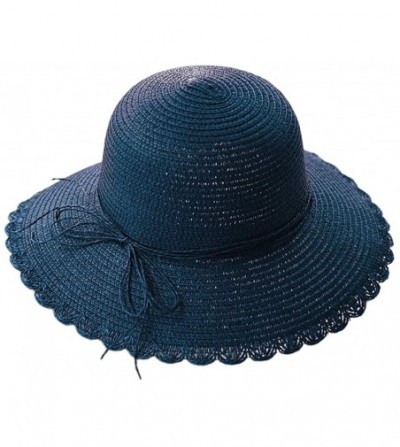 Sun Hats Cute Girls Sunhat Straw Hat Tea Party Hat Set with Purse - Adult-navy 3 - C4193X34YY6
