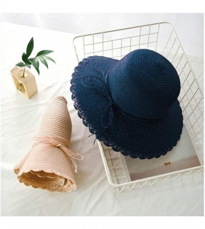 Sun Hats Cute Girls Sunhat Straw Hat Tea Party Hat Set with Purse - Adult-navy 3 - C4193X34YY6