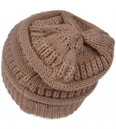 Skullies & Beanies Crochet Knit Weave Beanie (2 Pack) - Tan - C511OMKR4XR