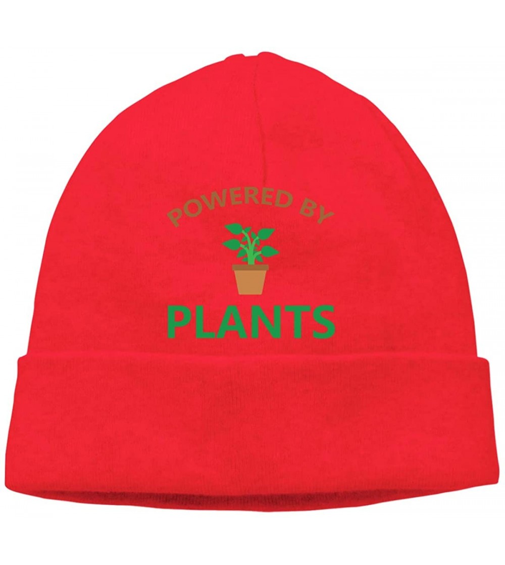 Skullies & Beanies Beanie Hat Powered by Plants Warm Skull Caps for Men and Women - Red - CK18KK5IZSZ