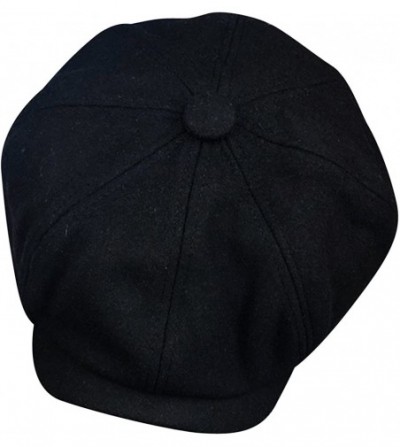 Newsboy Caps Mens Premium 8 Panel Wool Blend Newsboy Ivy Hat - Black - CY180T7MAN7
