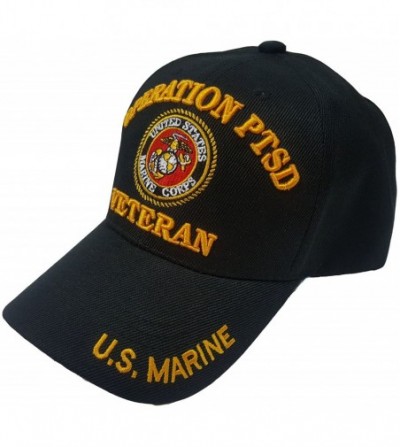 Baseball Caps US Military Marine Corps Operation PTSD Veteran Black Baseball Cap - C818DZKS0M6