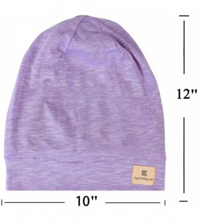 Skullies & Beanies Satin Silk Lined Sleep Cap Beanie Slap Hat - Gifts for Women - Light Purple - CE18QH7H26G