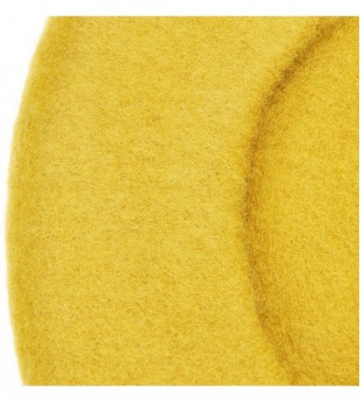Berets Wool French Beret Hat Solid Color Beret Cap for Women Girls - Yellow - CZ18E2NA0GA