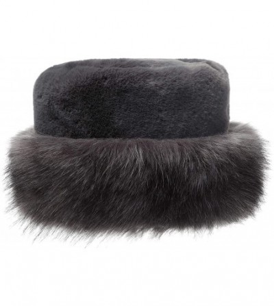 Bucket Hats Women's Leopard Faux Fur Hat with Fleece and Elastic for Winter - Heather Grey - CE18Y4G77N9