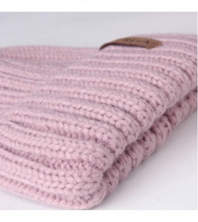 Skullies & Beanies Womens Winter Knitted Beanie Hat with Faux Fur Pom Fleece Lined Warm Beanie for Women - 12-lotuspink - C01...