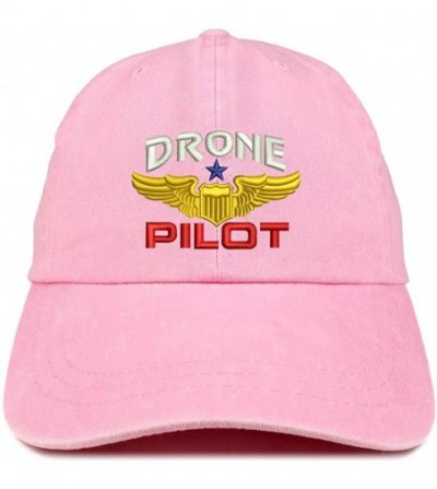 Baseball Caps Drone Pilot Aviation Wing Embroidered Cotton Adjustable Washed Cap - Pink - CX18KNK4L96
