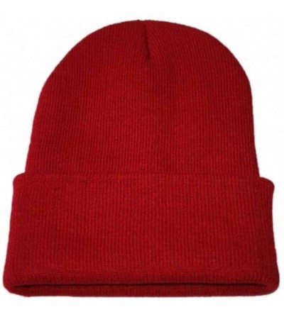 Newsboy Caps Unisex Solid Slouchy Knitting Beanie Warm Cap Ski Hat - Wine - CZ18EM8GRN6