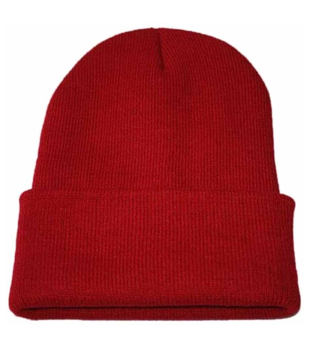 Newsboy Caps Unisex Solid Slouchy Knitting Beanie Warm Cap Ski Hat - Wine - CZ18EM8GRN6