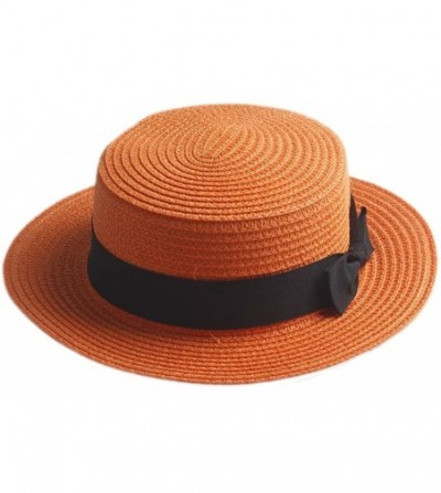 Sun Hats Fashion Women Men Summer Straw Boater Hat Boonie Hats Beach Sunhat Bowler Caps - Orange - C6182ZQA7UO