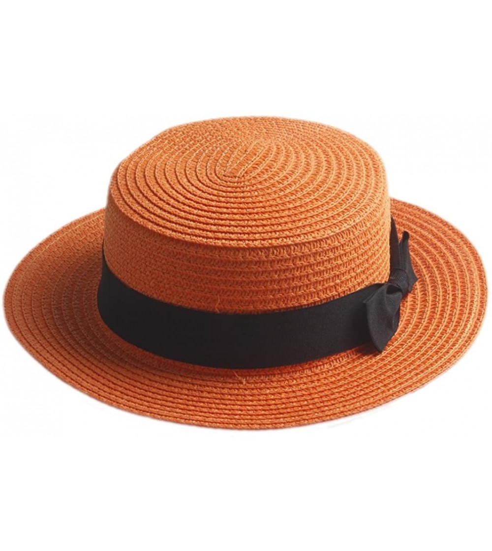 Sun Hats Fashion Women Men Summer Straw Boater Hat Boonie Hats Beach Sunhat Bowler Caps - Orange - C6182ZQA7UO