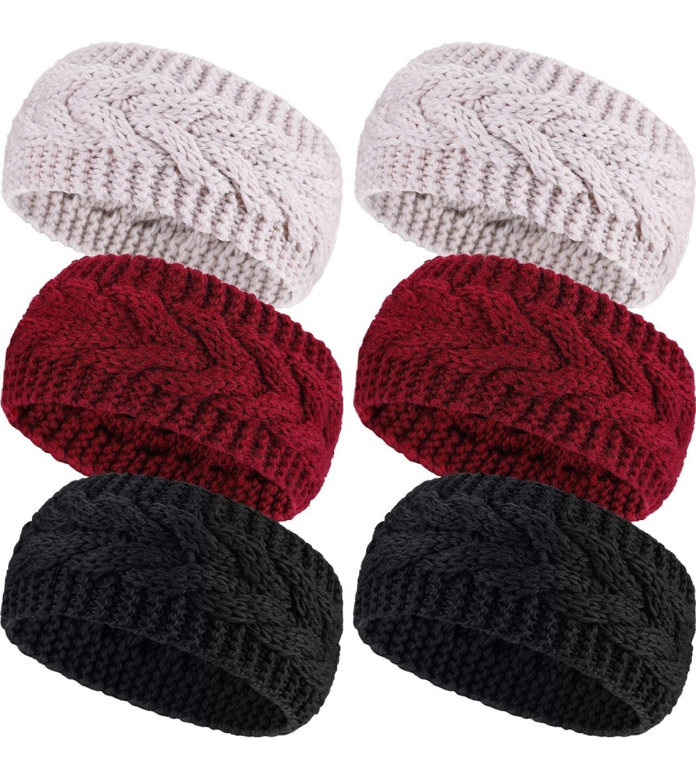 Cold Weather Headbands Headbands Knitted Warmers Suitable - Black- Wine Red- Beige - CE18LHRE7I3