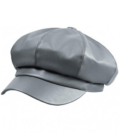 Berets Women Newsboy Hat Cap for Ladies Visor Beret Hat - 3c116-pu Leather-gray - C318Y4A73CG