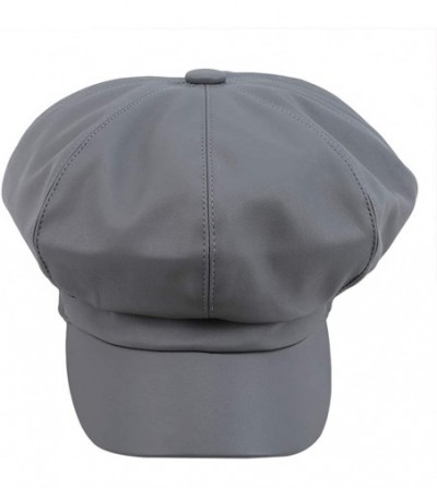 Berets Women Newsboy Hat Cap for Ladies Visor Beret Hat - 3c116-pu Leather-gray - C318Y4A73CG