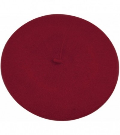 Berets Solid Color French Wool Beret - Burgundy - CC12J4T2H5F