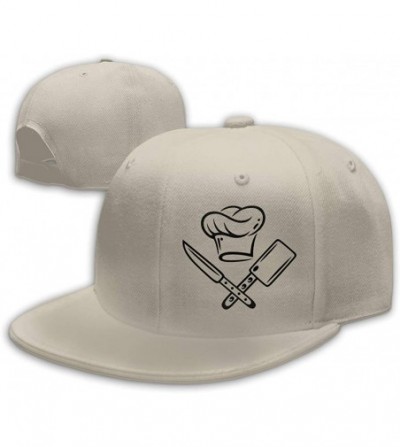 Baseball Caps Cooking Hat with Knives Snapback Flat Baseball Cap Unisex Adjustable - Natural - CK196XN9H3O