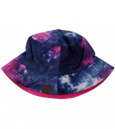 Bucket Hats Unisex 100% Cotton Packable Reversible Tie Dye Bucket Sun Hat - Navy/Hot Pink - CU18RINGC02