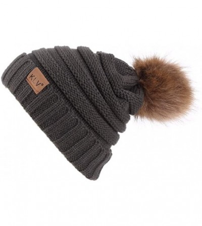 Skullies & Beanies Men Women Beanie Hat Warm Crochet Hat Winter Ski Hats Wool Knit Hat Outdoor Slouchy Caps - Brown - CS192KO...