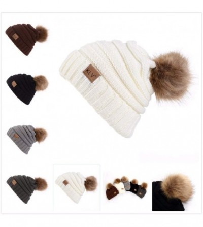 Skullies & Beanies Men Women Beanie Hat Warm Crochet Hat Winter Ski Hats Wool Knit Hat Outdoor Slouchy Caps - Brown - CS192KO...