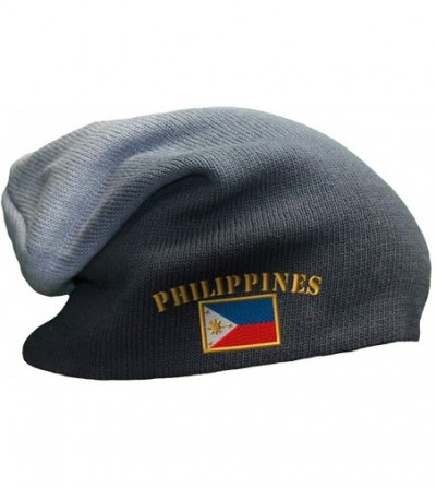 Skullies & Beanies Slouchy Beanie for Men & Women Philippines Flag Embroidery Skull Cap Hats 1 Size - Navy - CJ18ZDNEWQ8