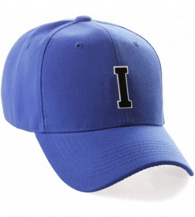 Baseball Caps Classic Baseball Hat Custom A to Z Initial Team Letter- Blue Cap White Black - Letter I - CL18IDUZS4Z