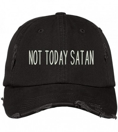 Baseball Caps Not Today Satan Distressed Baseball Cap- Unisex Dad Hat - Black - C318L3NOXO4