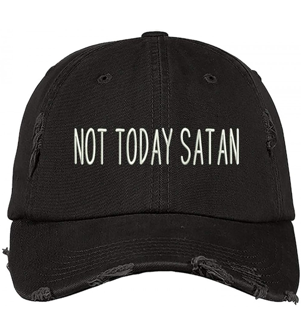 Baseball Caps Not Today Satan Distressed Baseball Cap- Unisex Dad Hat - Black - C318L3NOXO4