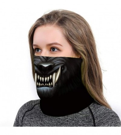 Balaclavas Cool Wolf Lion Print Bandana Balaclava Face Mask Neck Gaiter Scarf Headband for Men Women - Fierce Animal - CQ197X...