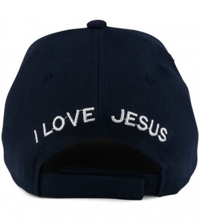 Baseball Caps John 3-16 I Love Jesus 3D Embroidered Christian Structured Baseball Cap - Navy - CE185CHSIO8