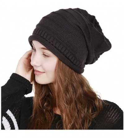 Skullies & Beanies Winter Knit Hat- Slouchy Winter Women Girl Warm Chunky Thin Cable Knit Hat Beanie Skull Cap - Dark Gray - ...