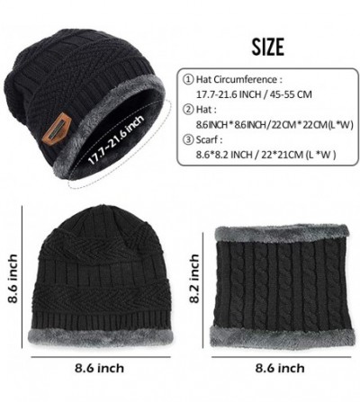 Skullies & Beanies Beanie Scarf Hat Set- Winter Hat Skull Cap with Thick Neck Warmer - Black - C118ISMQ4NI
