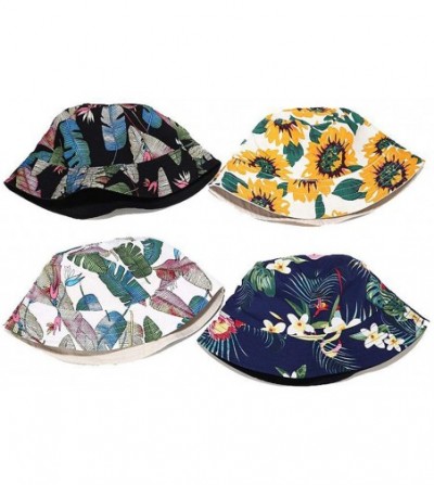 Bucket Hats Unisex Print Double-Side-Wear Reversible Bucket Hat - Sunflower White - CR1996Y6G3Z